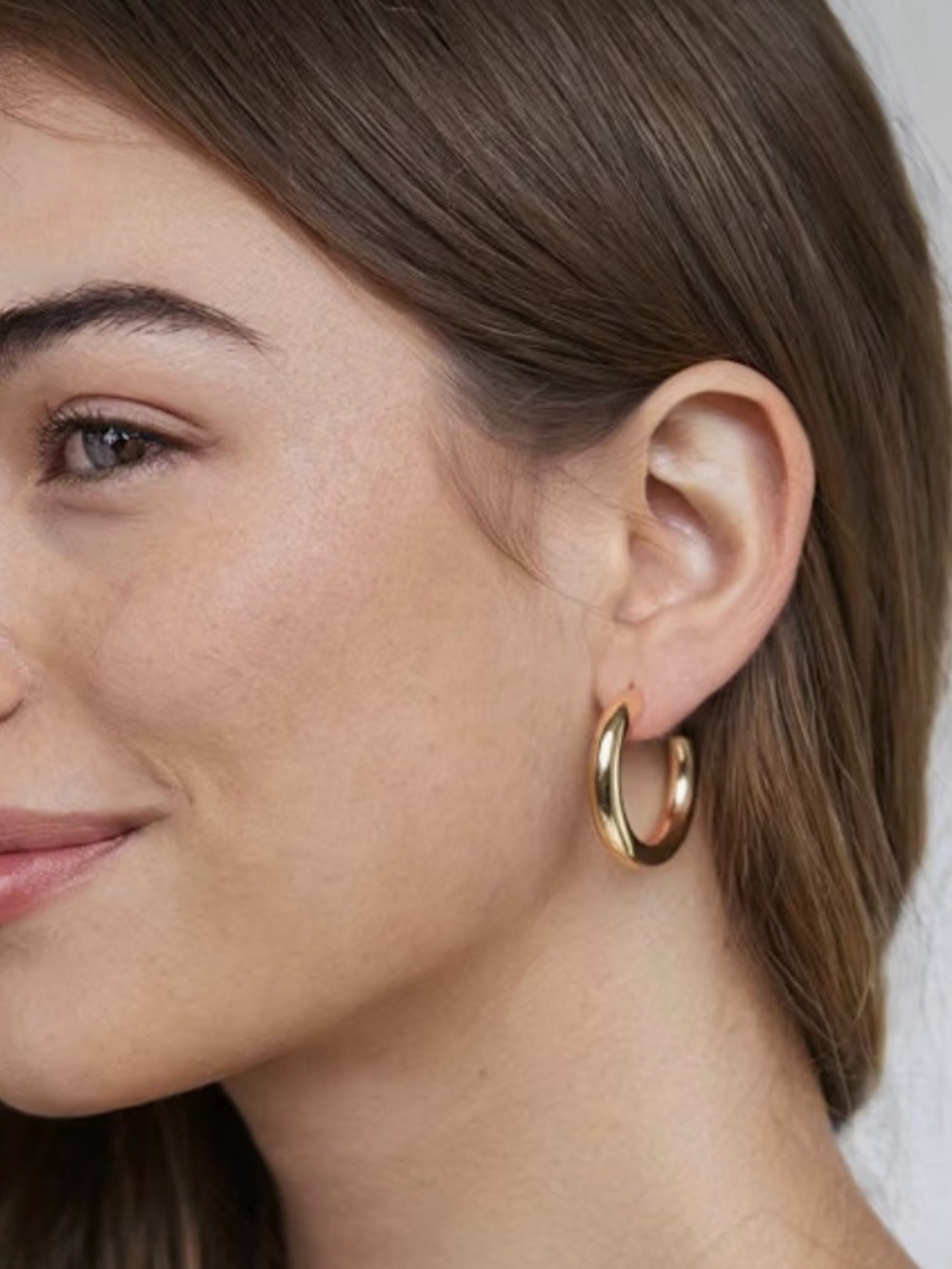 Chunky 14K Yellow Gold Plated, Stainless Steel Small Chunky Hoop Earrings